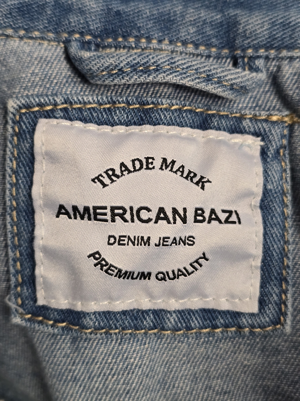 NWT American Bazi Distressed Long Light Blue Denim Jacket - Size Small - Picture 9 of 9